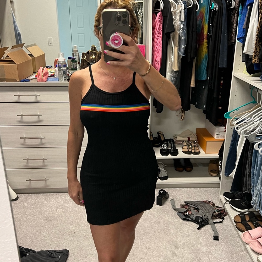 LNA sz M blk cotton rib dress